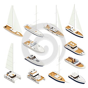 Yachting Isometric Icon Set