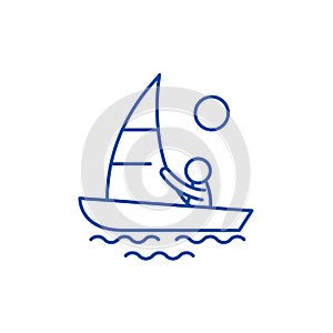 Yachting line icon concept. Yachting flat  vector symbol, sign, outline illustration.