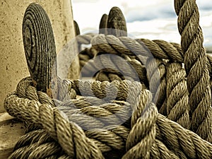 Yachting. Parts of yacht. Nautical ship rope.