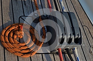 Yachting`s rigging. Lines and stoper.