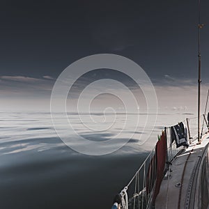 Yachting on sail boat during sunny weather