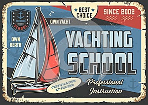 Yachting school flyer vintage colorful