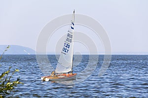 Yachting. A small yacht under sail on the reservoir