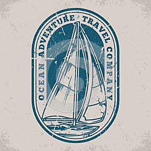 Yachting tourism sticker vintage monochrome