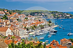 Yachting waterfront of Hvar island