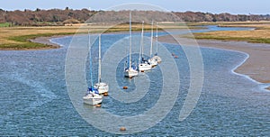 Yachts at anchor on the Solent