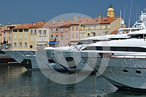 Yachts anchored in St. Tropez harbor