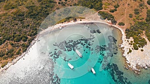 Yachts in beautiful bay in Turkey, Bodrum. Aegean coast