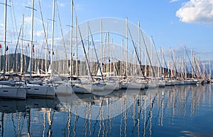 Yachts and boats in Fethiye Ece Marina, Mugla, Turkey