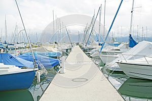 Yachts and boats in Ouchy, Switzerland