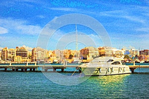 Yachts, boats pier in port resort Torrevieja Spain photo