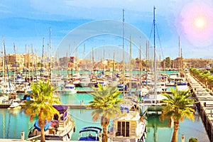 Yachts, boats pier in port resort Torrevieja Spain photo
