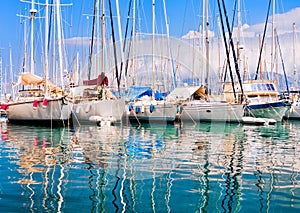 Yachts and boats in the port of Agios Nikolaos, Crete