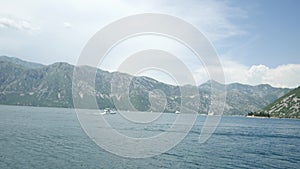 Yachts, boats, ships in the Bay of Kotor, Adriatic Sea, Montenegro