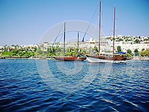 Yachts at coast of Aegean