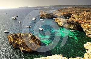 Yachts in Comino Island, Malta photo