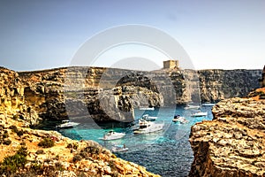 Yachts in Comino Island, Malta photo