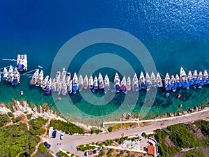 Yachts in Fiskardo Bay on Cephalonia Island Greece