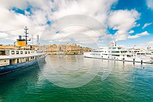 Yachts in Grand harbour of Malta