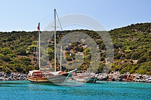 Yachts in harbor in Aegean sea near Bodrum