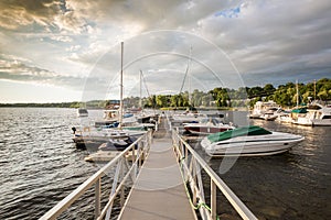 Yachts in Harbor of Burlington Vermonte at Sunset