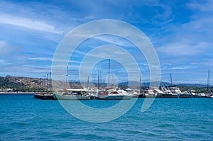 Yachts in the harbor of Megalo pefko