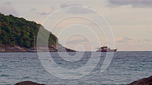 Yachts, Harbor and mountains in background sea coast. Amazing summer travel vacation beach background. Nature background. Amazing