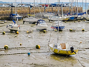 Yachts in a harbour during outflow