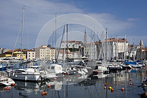 Yachts in the harbour of Piran, Slovenia