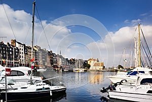 Yachts in the Honfleur harbor