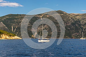 Yachts in Ionion sea, near Ithaca island, Greece