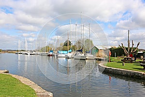 Yachts moored on the Exeter Canal, Devon