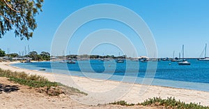 Yachts moored at Mangles Bay Rockingham Australia