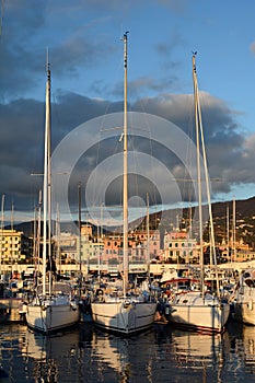 Yachts moored at the port. Lavagna. Liguria, Italy