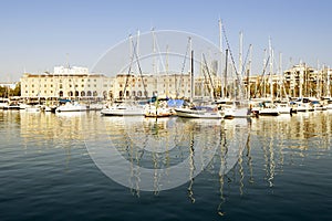 Yachts moored in Port Vell, Barcelona photo