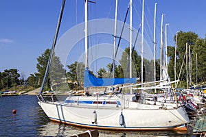 Yachts moored to the pier