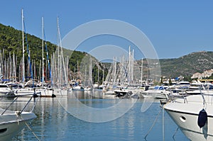 Yachts moored in turkish marina.