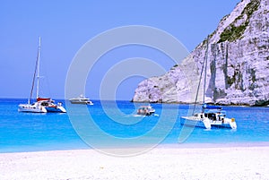 Yachts in Navagio Bay - Zakynthos photo