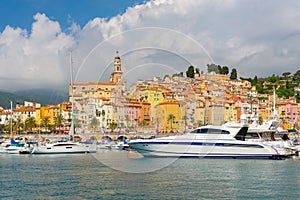 Yachts in the port of Menton