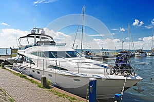 Yachts in the port of Volendam.