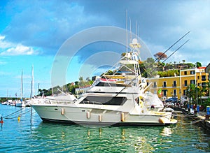 Yachts in porto casamicciola terme Ischia island. Mediterranean sea, Italy photo