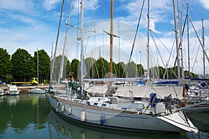 Yachts on the quay at the port of Rimini, Italy