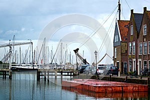 Yachts and sail ships harbor, Netherlands