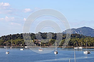 Yachts and sailboats Garitsa bay Corfu island