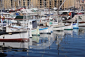 Yachts and sailboats in the old port of Marseille, France