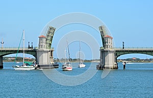 Yachts sailing through Bridge