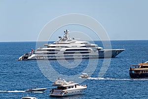 Yachts on the sea near the island of Capri