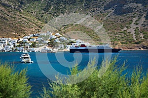 Yachts and ships in Kamares village in Greece