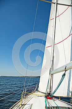 Yachts on the Zhiguli Sea, Togliatti, Russia.