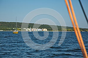 Yachts on the Zhiguli Sea, Togliatti, Russia.